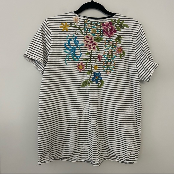 Johnny Was Sheri Everyday Embroidered Striped Tee - Picture 6 of 6